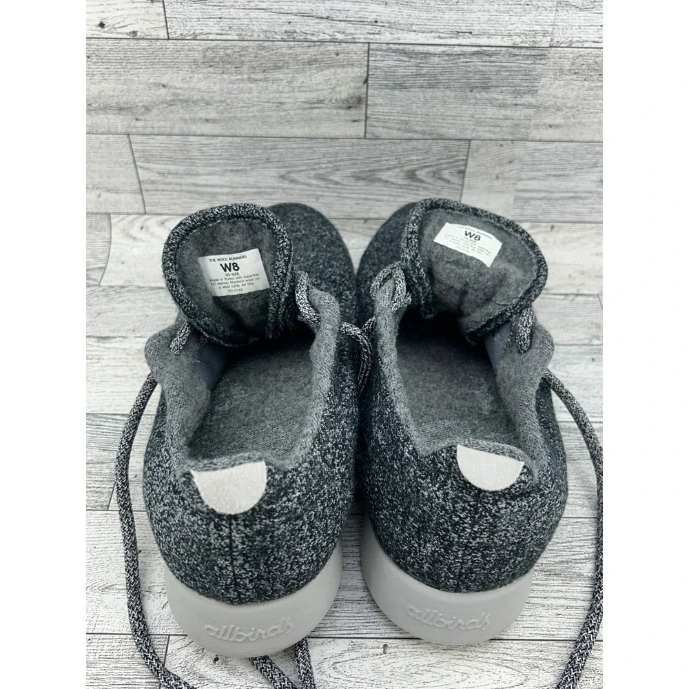 Allbirds Wool Runners Women Sz 8 Charcoal Grey Marl Merino Wool Sneakers PO 0162